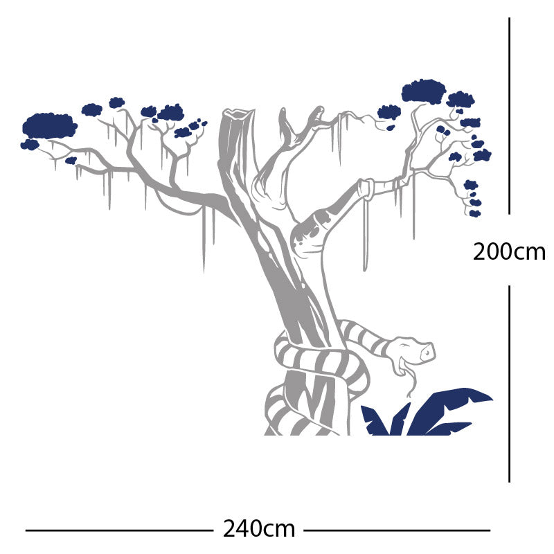 large tree with snake wall sticker