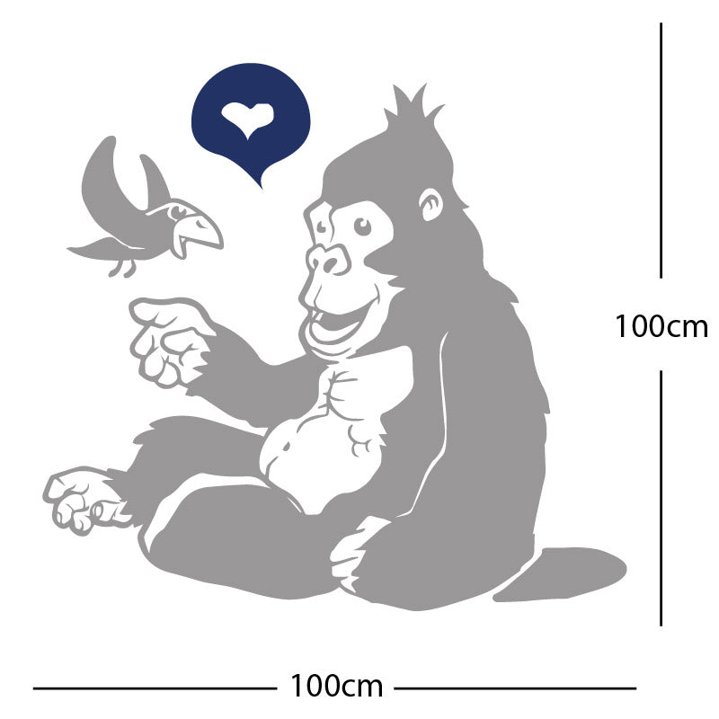 gorilla with bird cute wall sticker