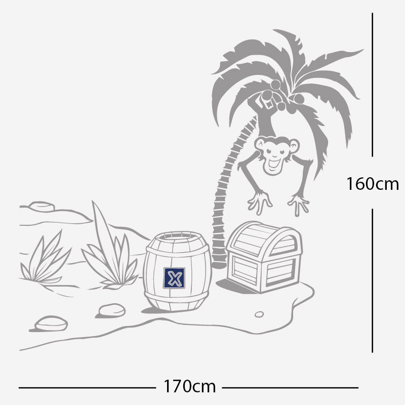 monkey in tree with treasure wall sticker
