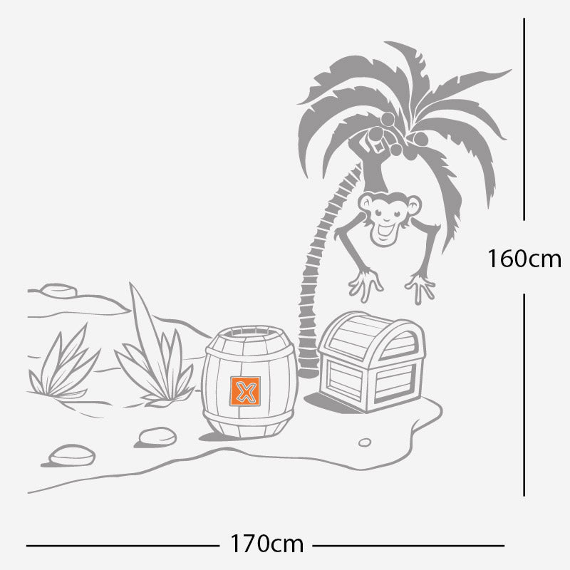 monkey in tree with treasure wall sticker