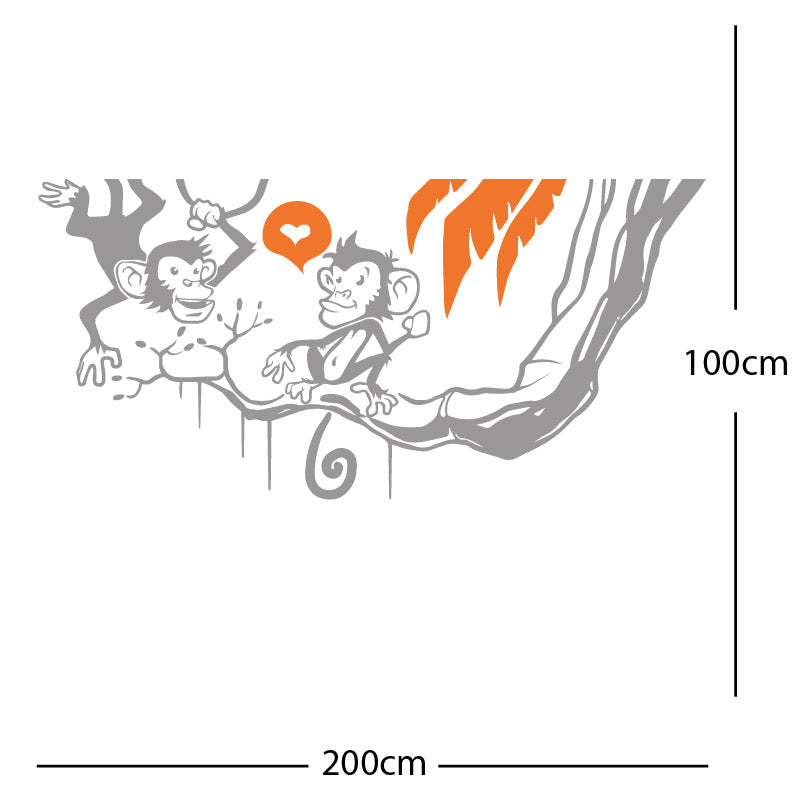 monkey in tree funny wall sticker
