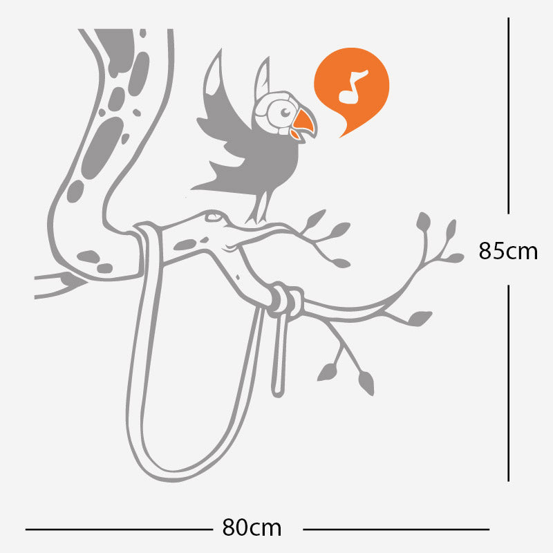 parrot in tree corner wall sticker