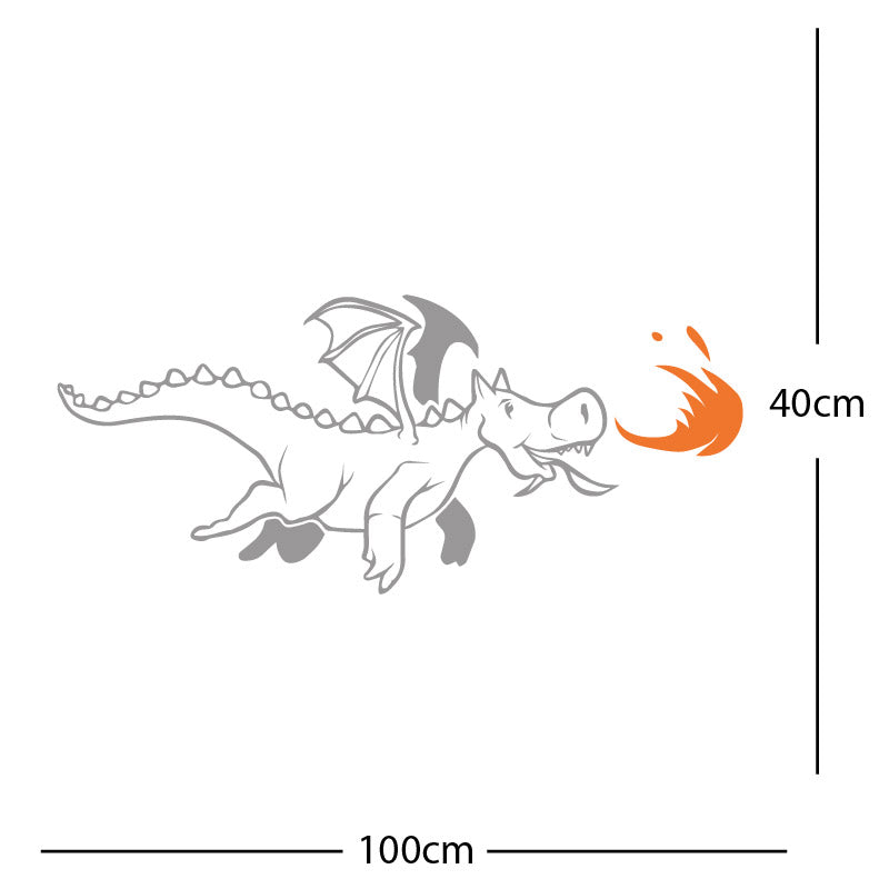 dragon with flames wall sticker