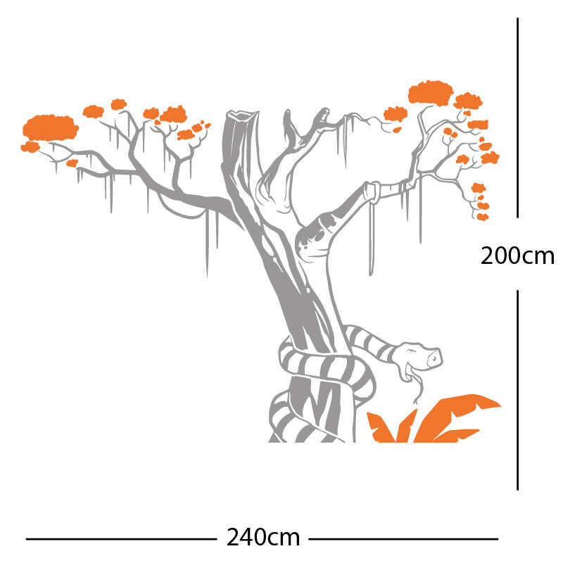 large tree with snake wall sticker