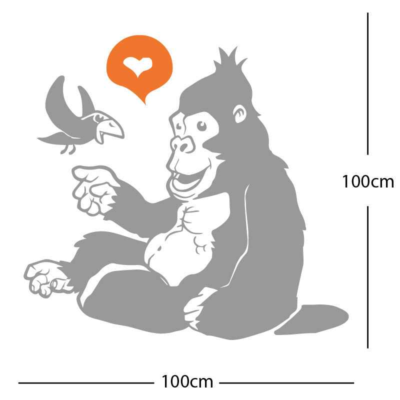 gorilla with bird cute wall sticker