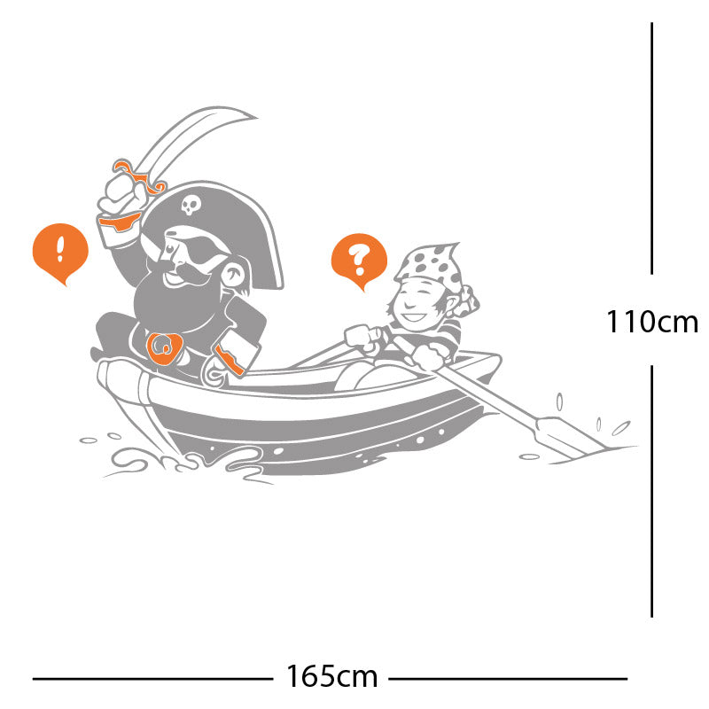 pirate boat and cabin boy wall sticker