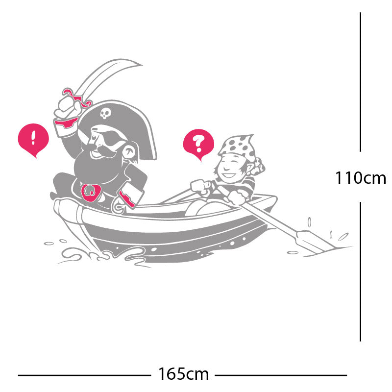 pirate boat and cabin boy wall sticker