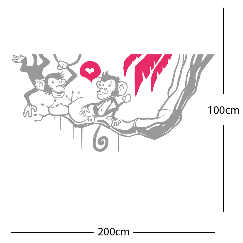 monkey in tree funny wall sticker