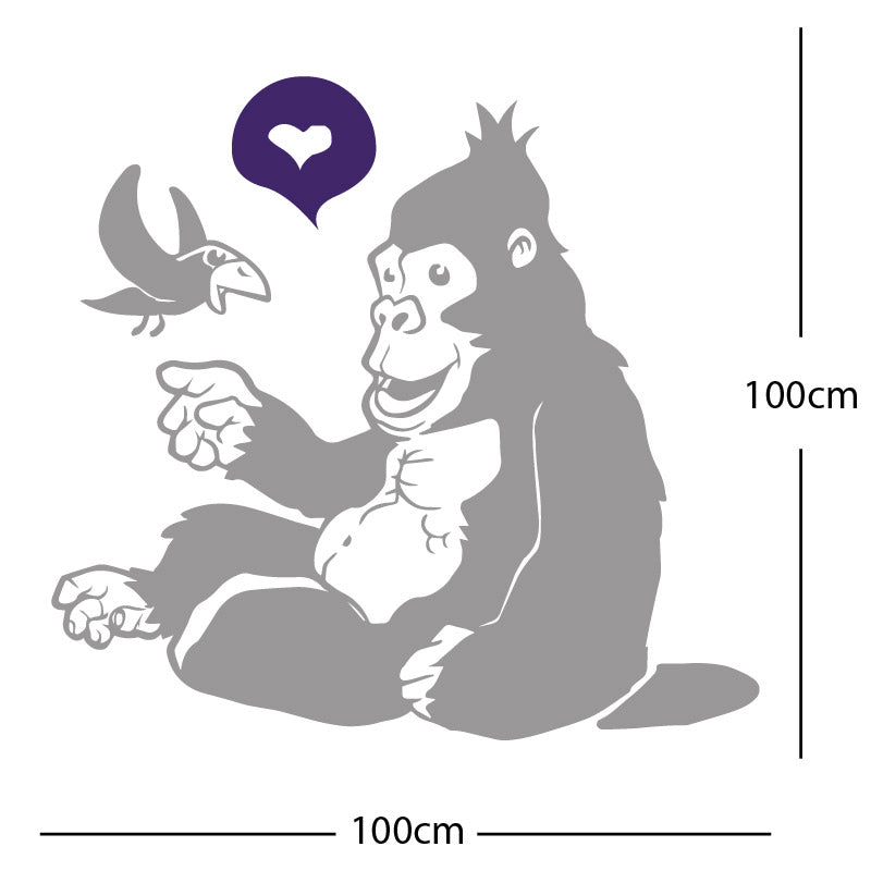 gorilla with bird cute wall sticker