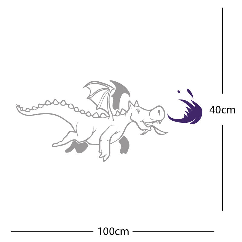 dragon with flames wall sticker