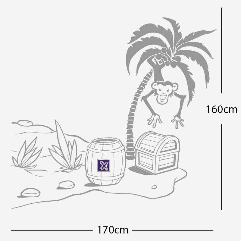 monkey in tree with treasure wall sticker