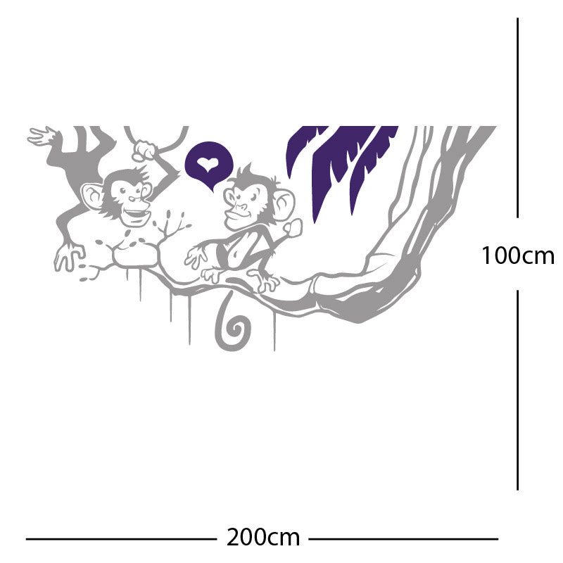 monkey in tree funny wall sticker