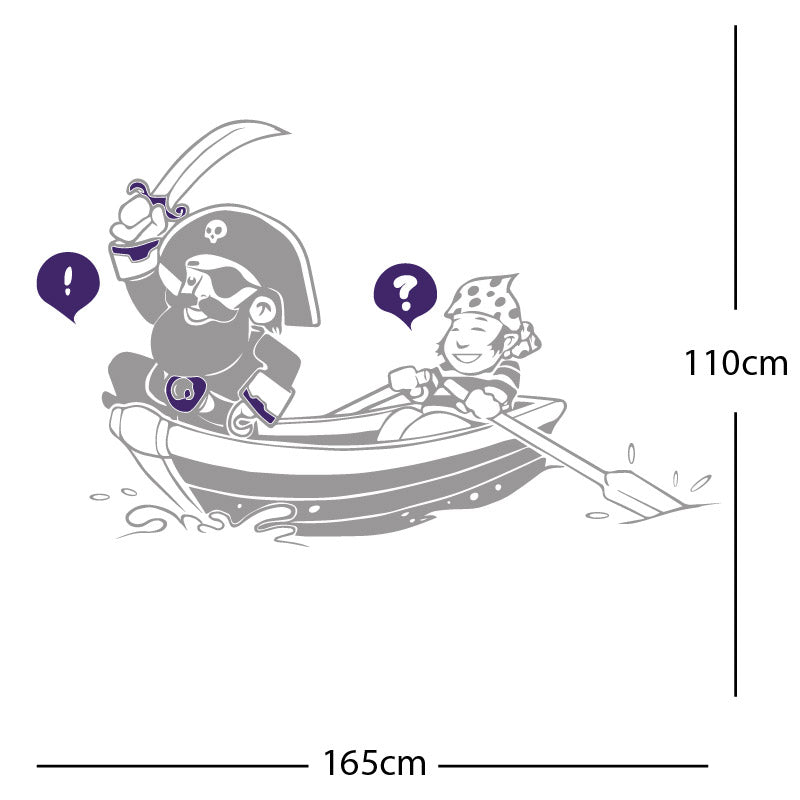 pirate boat and cabin boy wall sticker