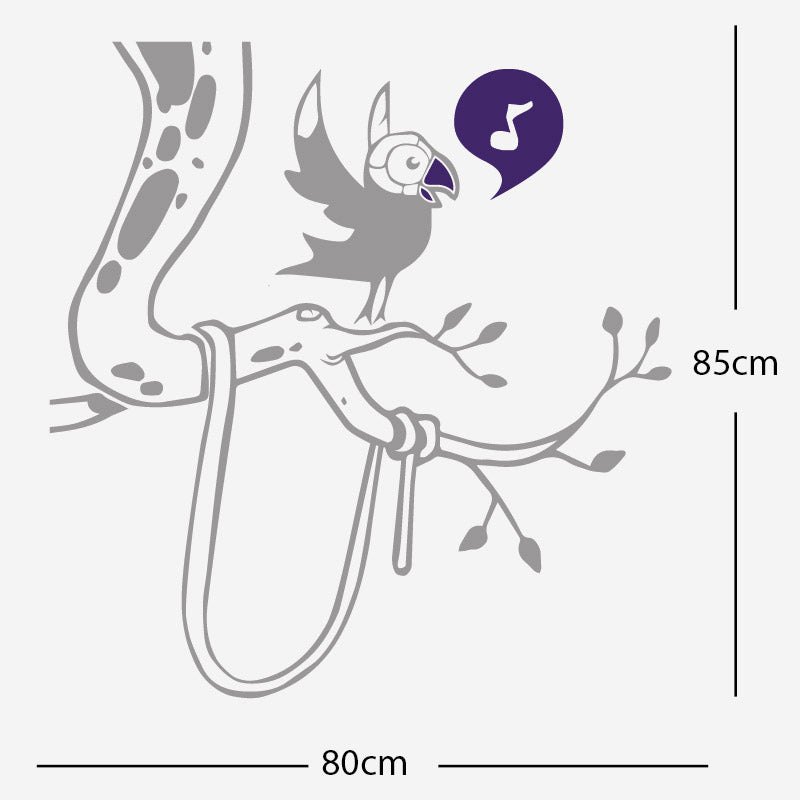 parrot in tree corner wall sticker
