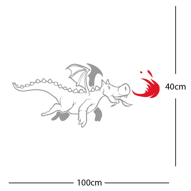 dragon with flames wall sticker