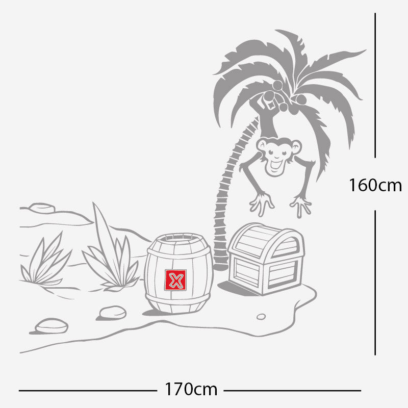 monkey in tree with treasure wall sticker