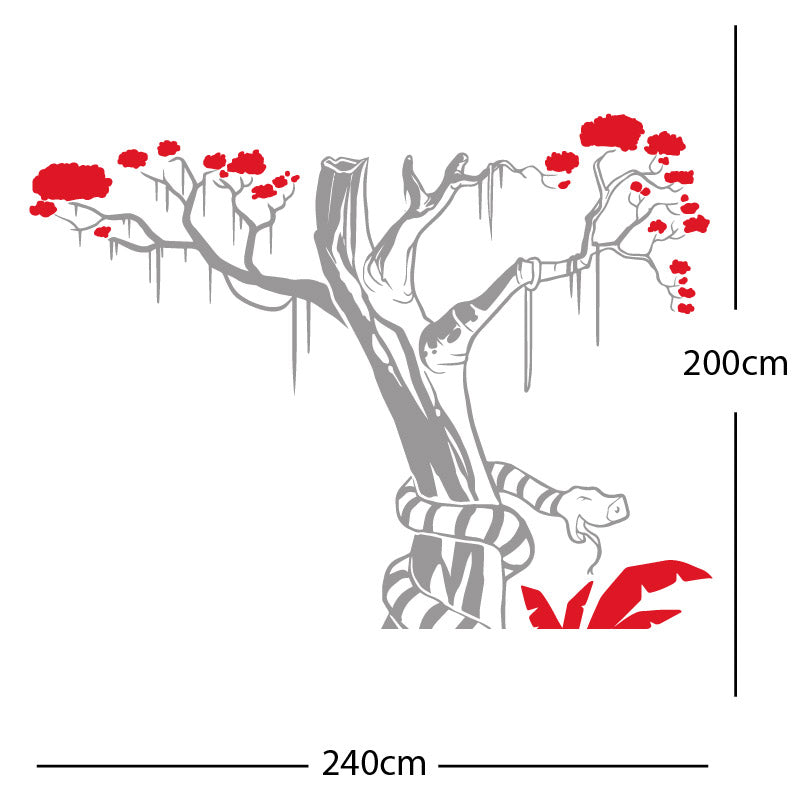 large tree with snake wall sticker