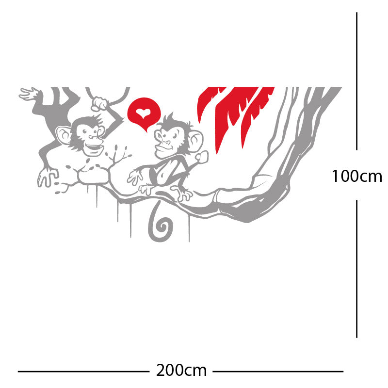 monkey in tree funny wall sticker