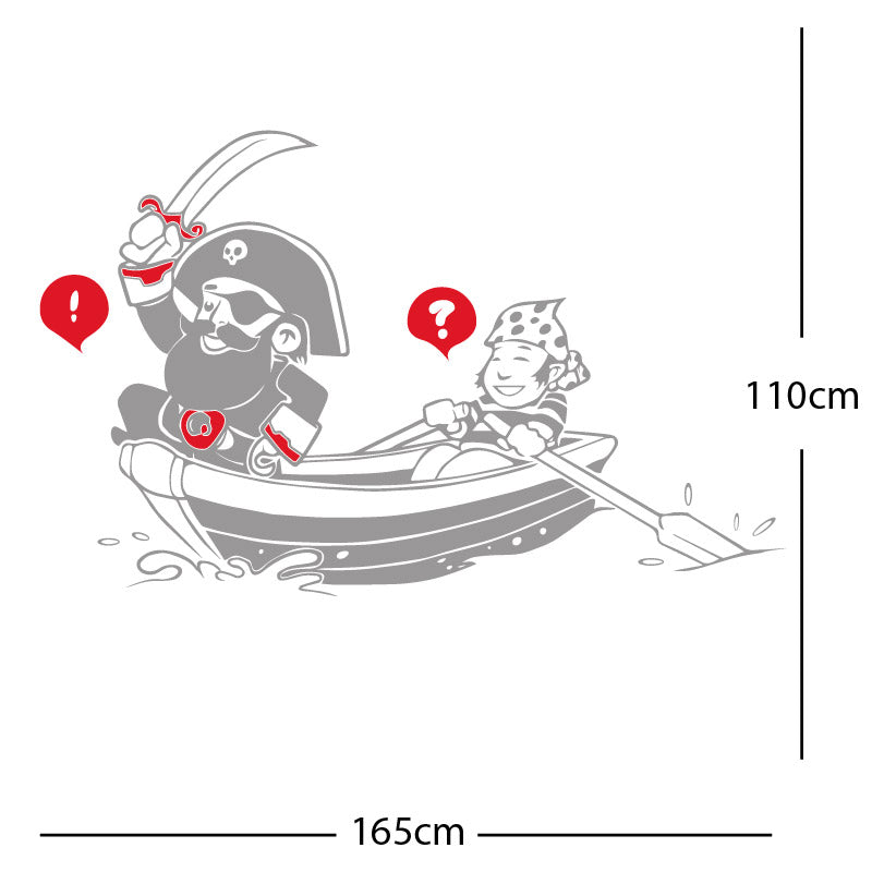 pirate boat and cabin boy wall sticker
