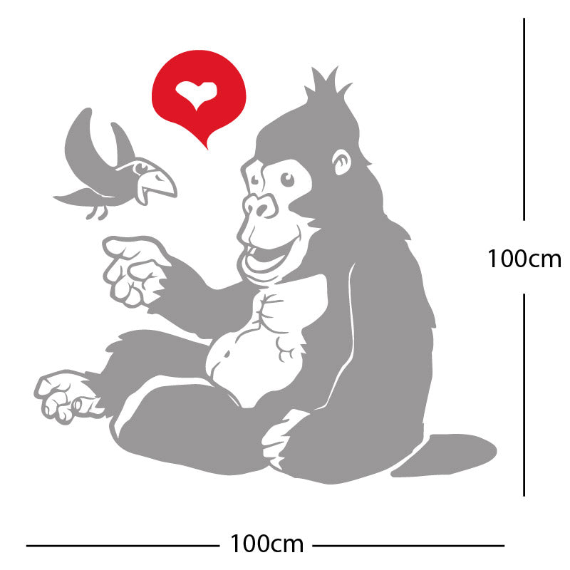 gorilla with bird cute wall sticker