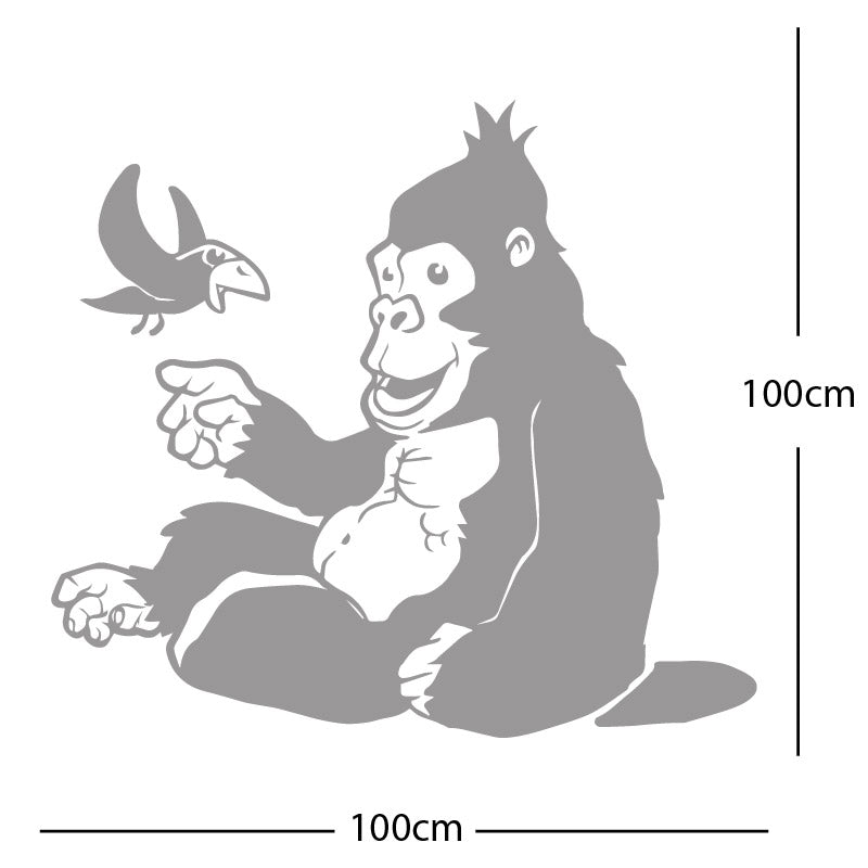 gorilla with bird cute wall sticker