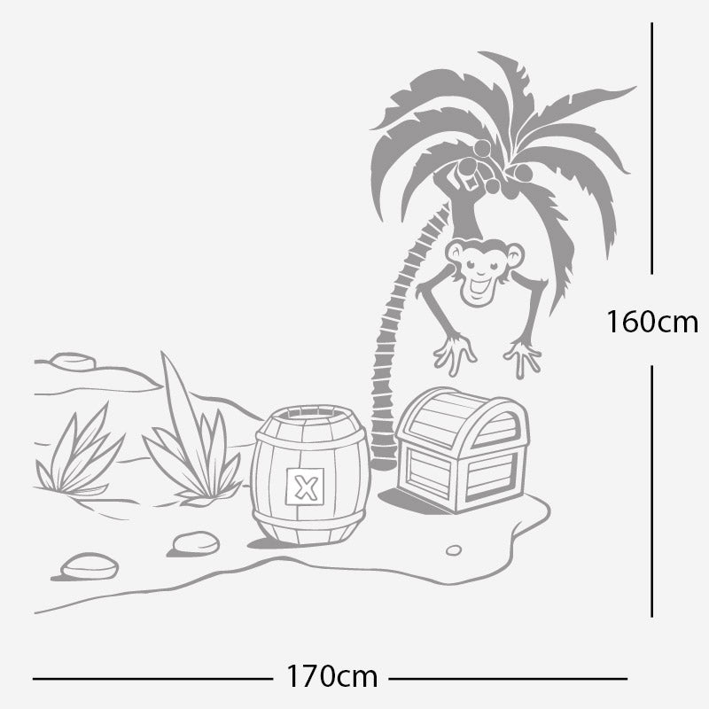 monkey in tree with treasure wall sticker