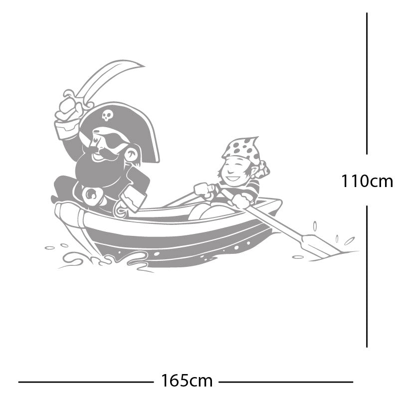 pirate boat and cabin boy wall sticker