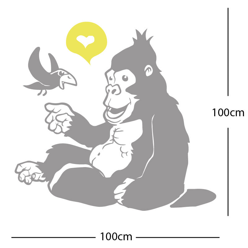 gorilla with bird cute wall sticker