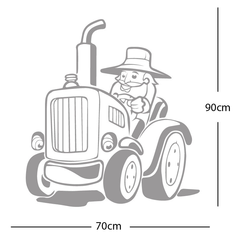 farmer and tractor decal wall sticker