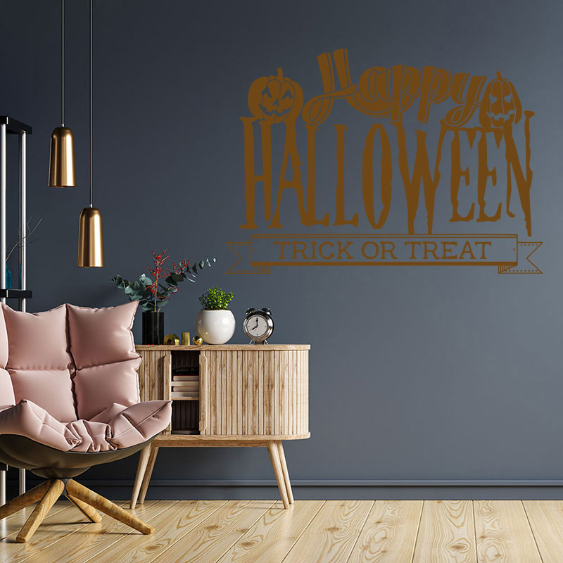 happy halloween trick or treat art wall sticker