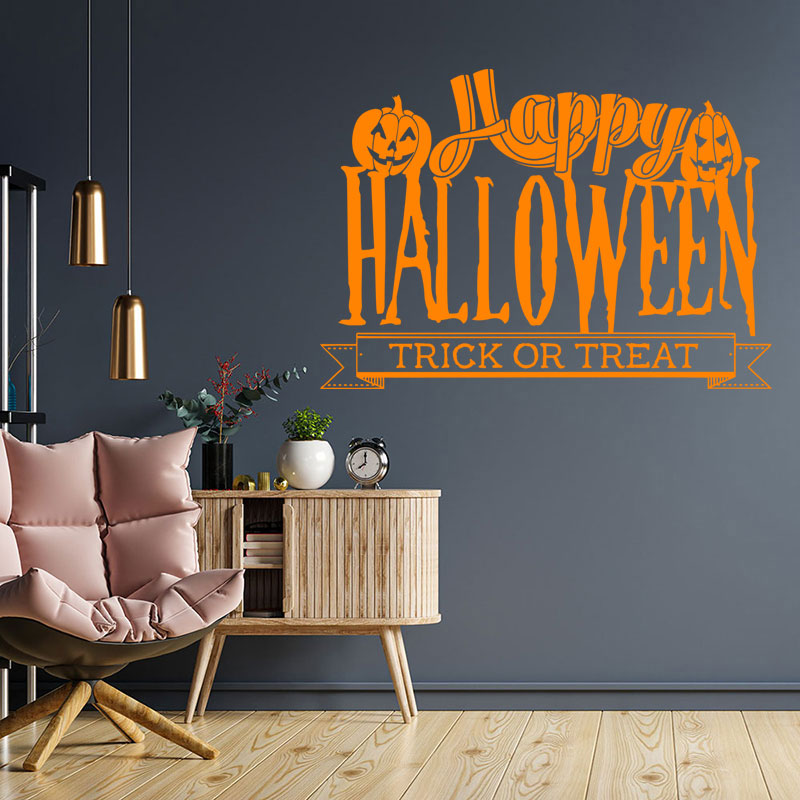 happy halloween trick or treat art wall sticker