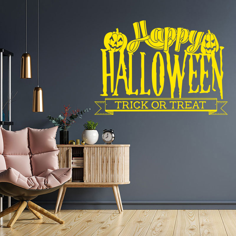 happy halloween trick or treat art wall sticker