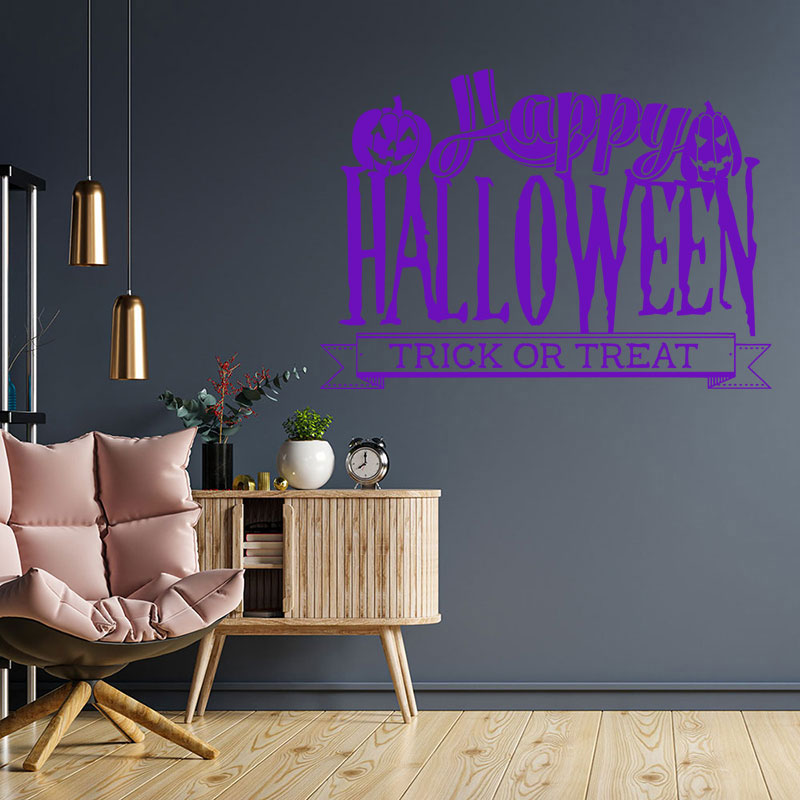 happy halloween trick or treat art wall sticker