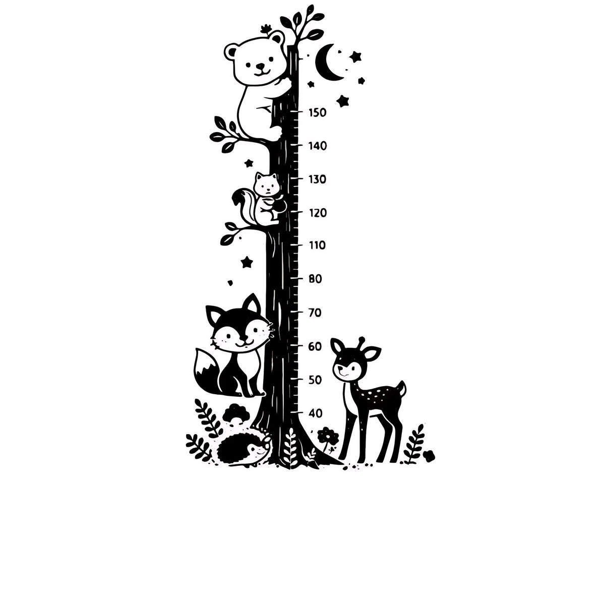 Woodland Animals Height Chart Wall Stickers and Decals