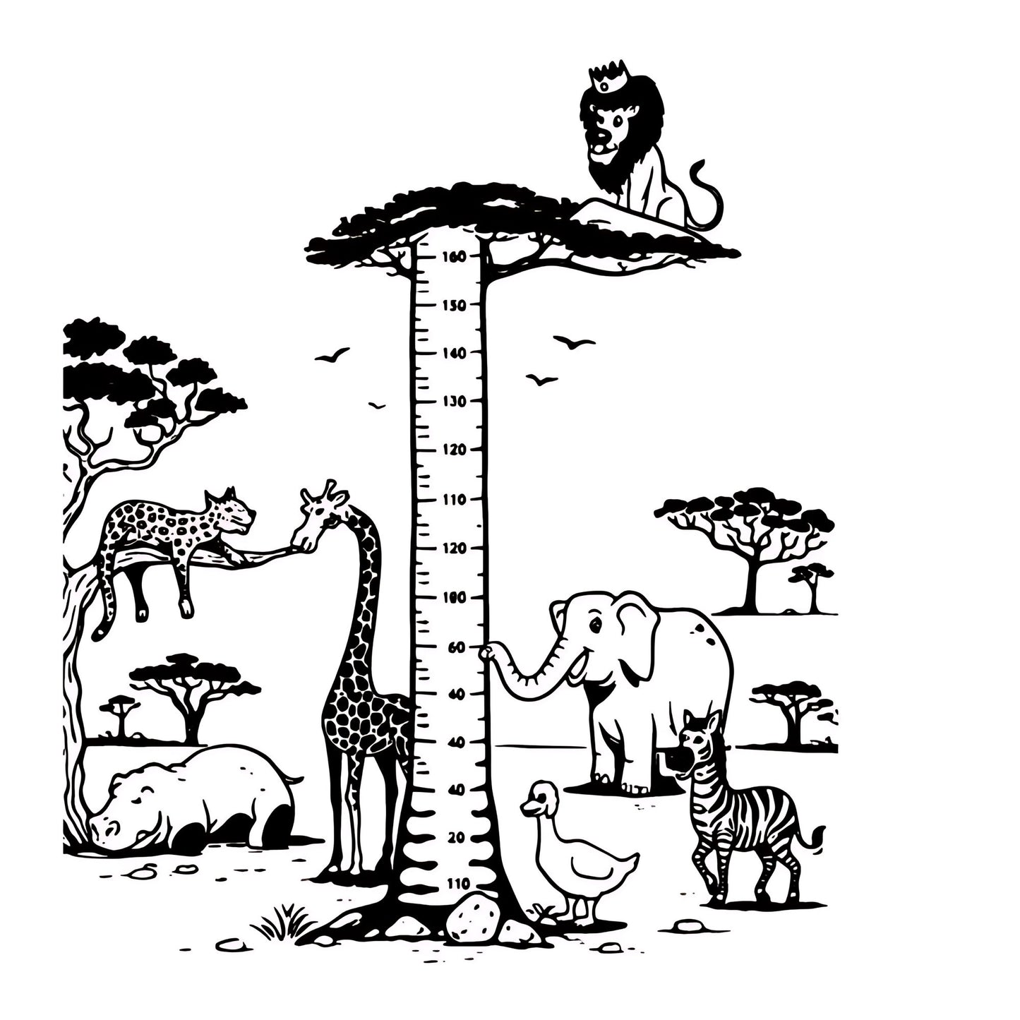 Safari Animals Height Chart Wall Stickers and Decals