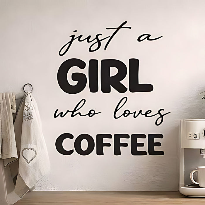 Just a Girl Who Loves Coffee Wall Sticker (Doodle Cup Layout)