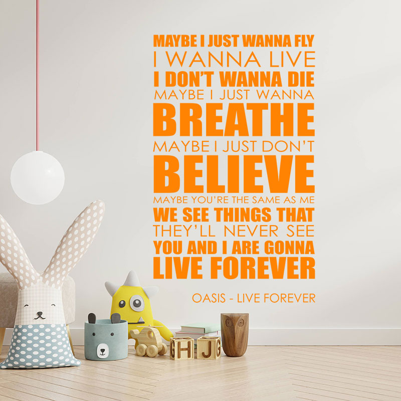 oasis live forever lyrics music wall sticker