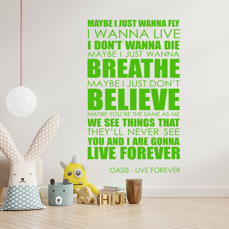 oasis live forever lyrics music wall sticker