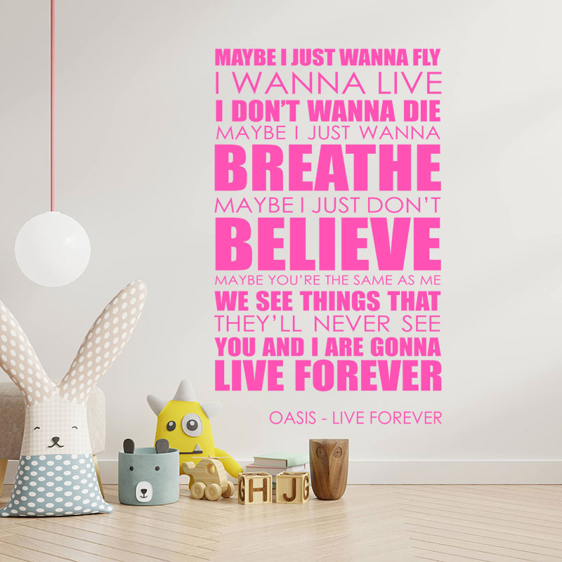 oasis live forever lyrics music wall sticker