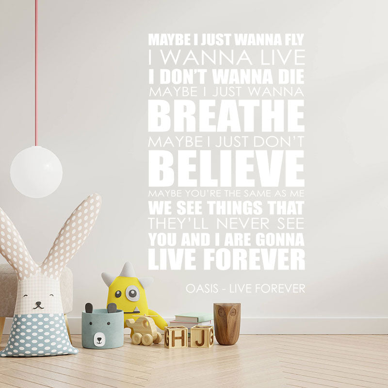 oasis live forever lyrics music wall sticker