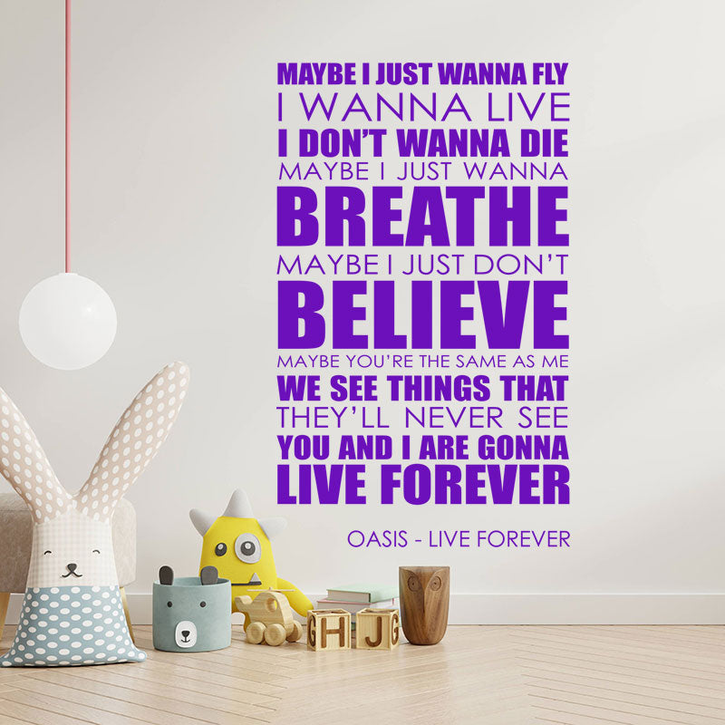 oasis live forever lyrics music wall sticker