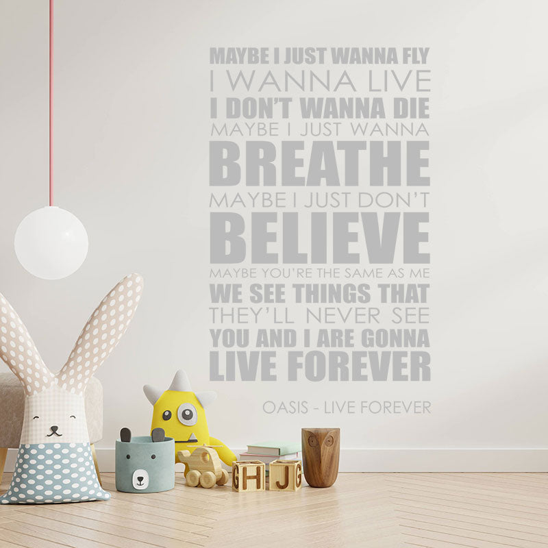 oasis live forever lyrics music wall sticker