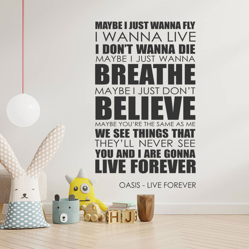 oasis live forever lyrics music wall sticker