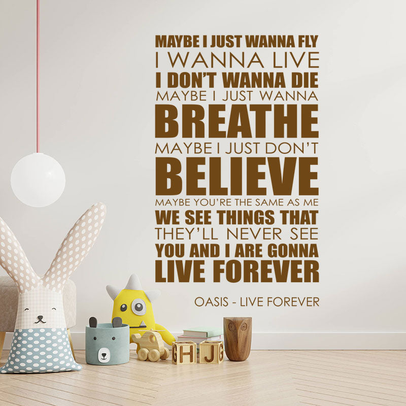 oasis live forever lyrics music wall sticker