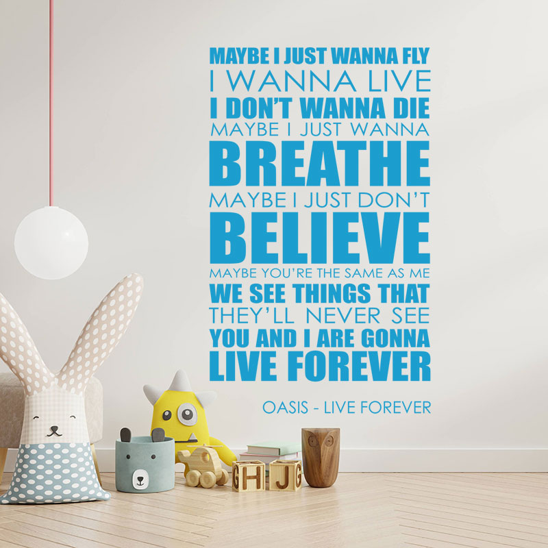 oasis live forever lyrics music wall sticker
