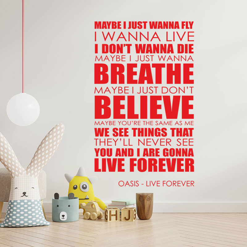 oasis live forever lyrics music wall sticker
