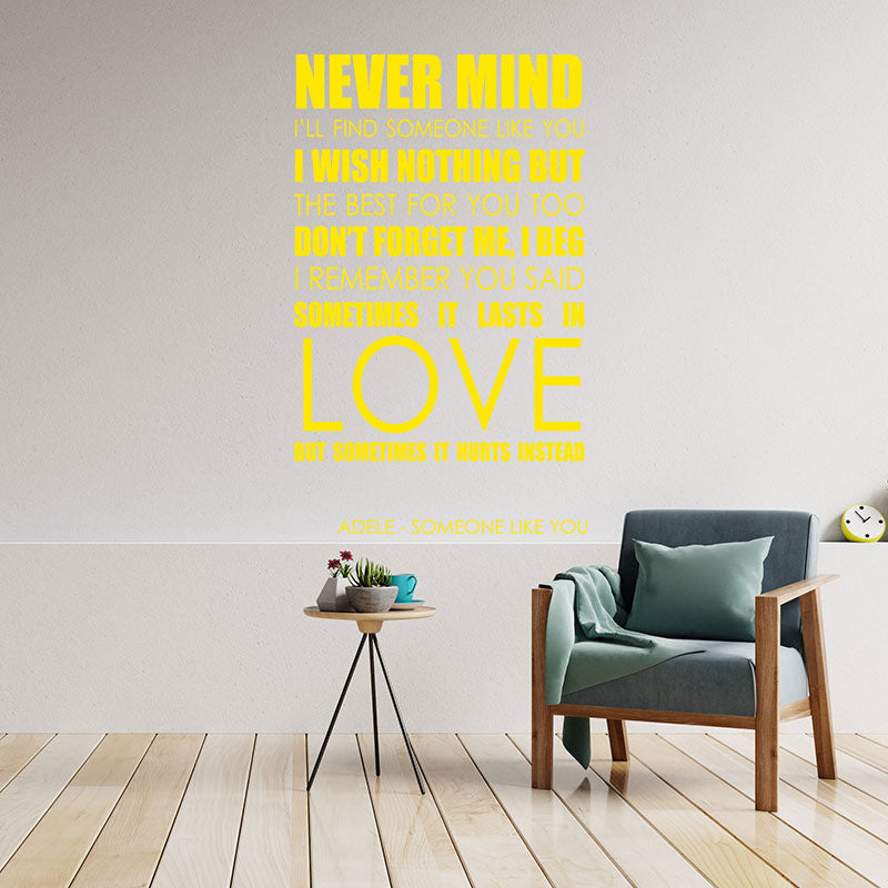 adele someone like you lyrics wall sticker