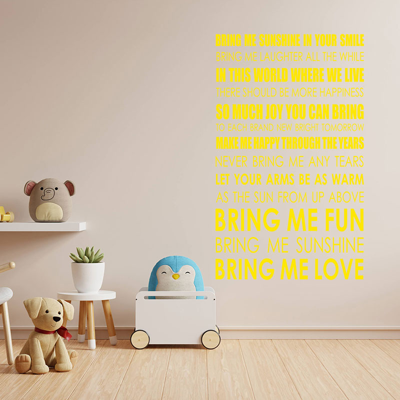 bring me sunshine wall art sticker lyrics music
