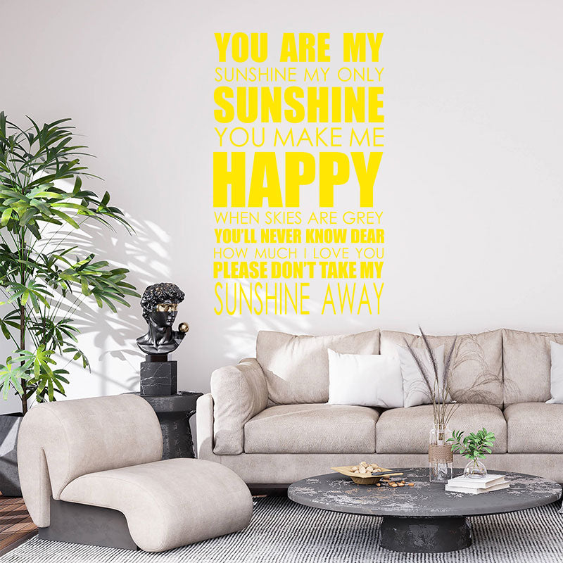 you are my sunshine wall art sticker lyrics musi