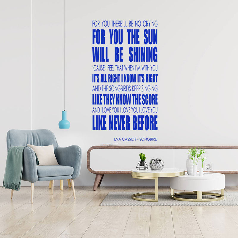 Eva Cassidy Wall Art Sticker - Songbird Lyrics Music Quote